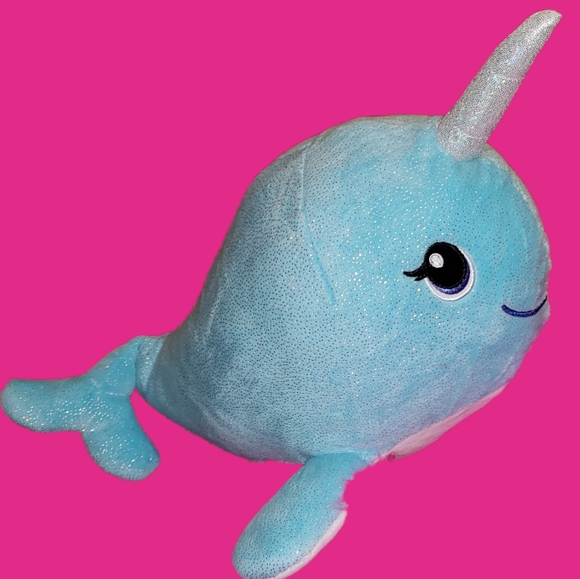 Build-A-Bear 2018 BAB Plush Blue Sparkle Narwhal Sea Unicorn Stuffed Toy Retired - Picture 2 of 9